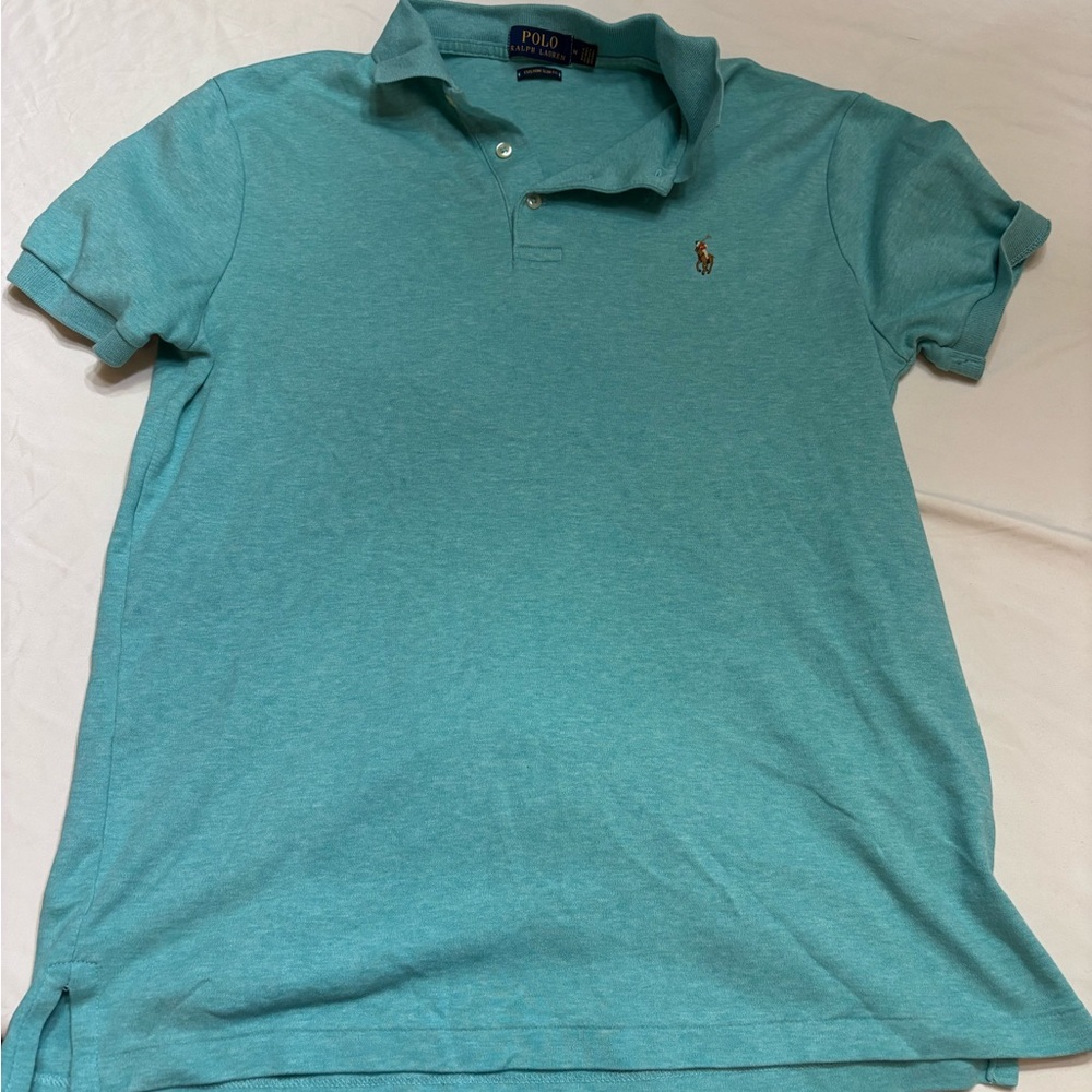 Ralph Lauren Aqua Polo Shirt Custom Slim Fit Medium